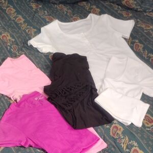 No Boundaries Pink T-Shirts + Leggings. White Unbranded Silky Polyester T-shirts